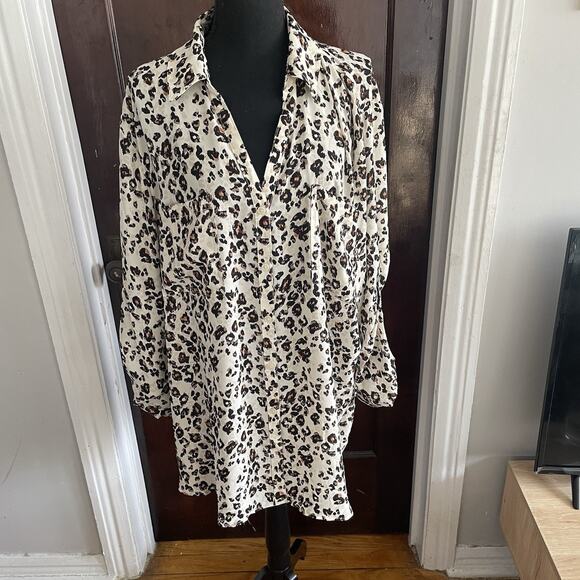 Maurices NEW NWT Leopard Print Button Front Blouse Plus Size 3X - Picture 1 of 5